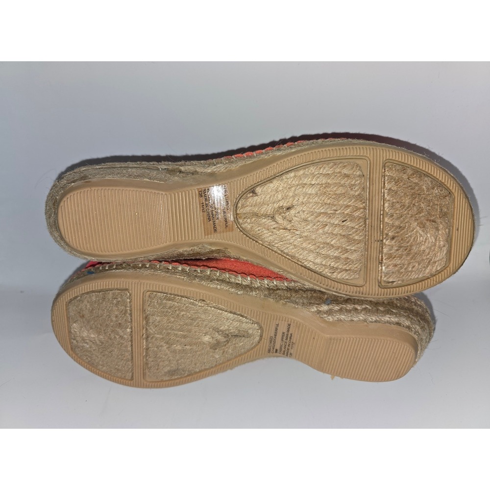 Coral Espadrille Slingback Flats with‎ Oversized Chiffon Bow Round Toe Summer 9M - Picture 4 of 5